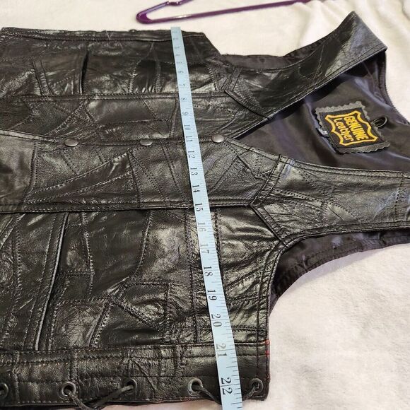 Genuine Leather Motorcycle Vest For Men Size Medium Black Buffallow Leather A3 - Picture 6 of 12